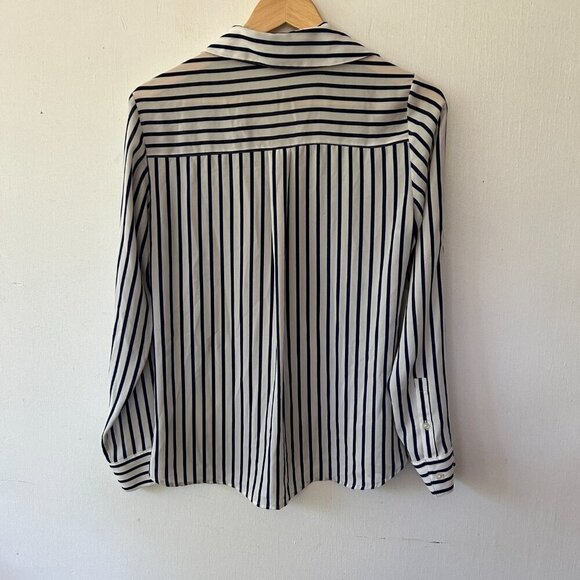 Express Portofino Shirt Womens Small Blue Striped Collared Button Front Nautical - Picture 6 of 7